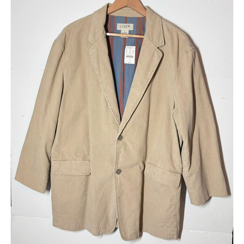 Vtg J Crew Corduroy Blazer Mens XL NEW Tan Brown Academia‎ Classic Deadstock
